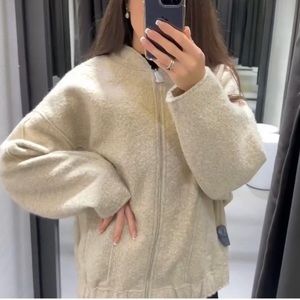 ZARA oversized boucle bomber